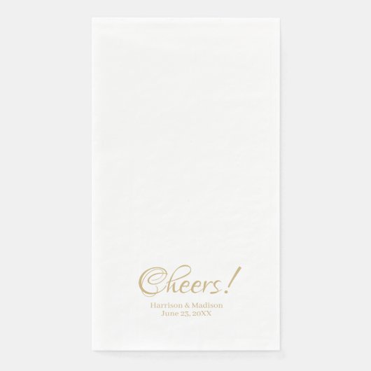 Serviette En Papier Élégant script or noms personnalisés texte Mariage (Devant)