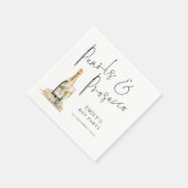 Serviette En Papier Elégant Script Pearls et Prosecco Hen Party (Coin)