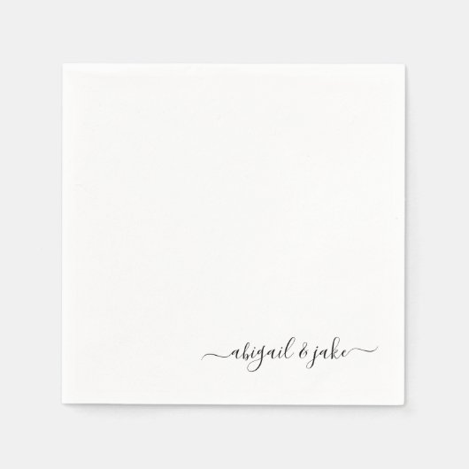 Serviette En Papier Élégant script personnalisé Couple Names Mariage N (Devant)