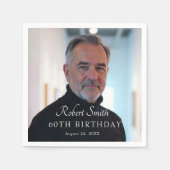 Serviette En Papier Élégant script personnalisé photo d'anniversaire (Devant)