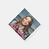 Serviette En Papier Élégant Script Photo Graduation Party (Coin)