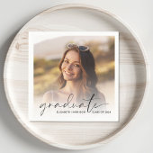 Serviette En Papier Élégant script photo superposition Graduation Part