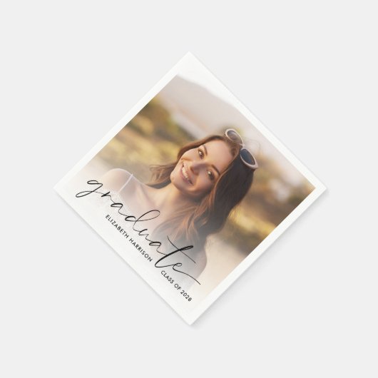 Serviette En Papier Élégant script photo superposition Graduation Part (Coin)
