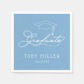 Serviette En Papier Élégant Script Poudre Blue Graduation serviettes (Devant)