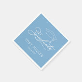 Serviette En Papier Élégant Script Poudre Blue Graduation serviettes (Coin)