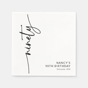 Serviette En Papier Élégant Script Quatre-vingt-dix 90e Anniversaire