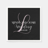 Serviette En Papier Elegant Script Rose Initial Wedding Favor  (Devant)