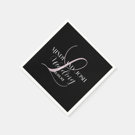 Serviette En Papier Elegant Script Rose Initial Wedding Favor  (Coin)