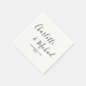 Serviette En Papier Élégant Script Signature Noir Et Blanc (Coin)