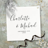 Serviette En Papier Élégant Script Signature Noir Et Blanc