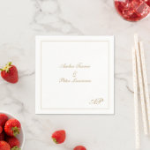 Serviette En Papier Élégant Script Simple Monogramme Formal Gold Maria (En situation)
