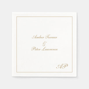 Serviette En Papier Élégant Script Simple Monogramme Formal Gold Maria