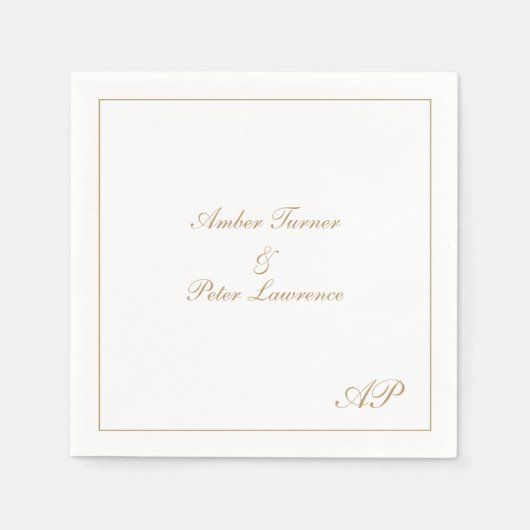 Serviette En Papier Élégant Script Simple Monogramme Formal Gold Maria (Devant)