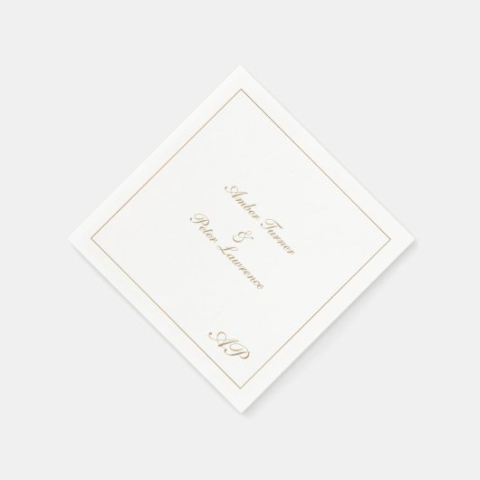 Serviette En Papier Élégant Script Simple Monogramme Formal Gold Maria (Coin)
