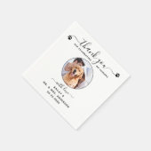 Serviette En Papier Élegant Script Thank You Photo Pet Wedding (Coin)