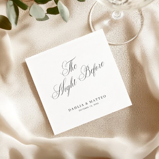 Serviette En Papier Elegant Script The Night Before Rehearsal Dinner
