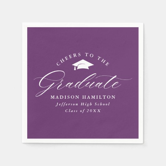 Serviette En Papier Élégant Script violet encourage à l'étudiant (Devant)