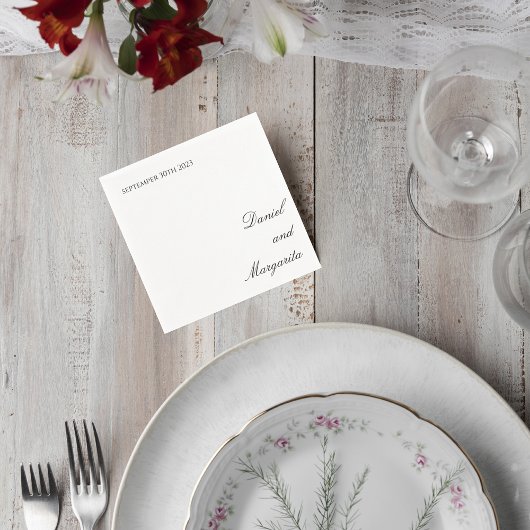 Serviette En Papier Elegant Script Wedding Cocktail Napkin