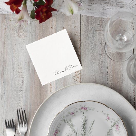 Serviette En Papier Elegant Script Wedding Cocktail Napkin