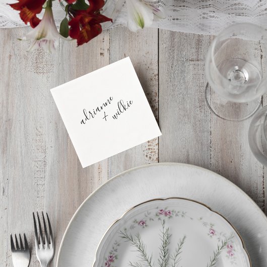 Serviette En Papier Elegant Script Wedding Cocktail Napkins
