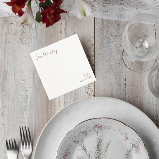 Serviette En Papier Elegant Script Wedding Cocktail Napkins