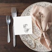 Serviette En Papier Elegant Script Wedding Monogram Cocktail Napkin