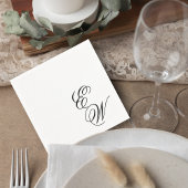 Serviette En Papier Elegant Script Wedding Monogram Cocktail Napkin