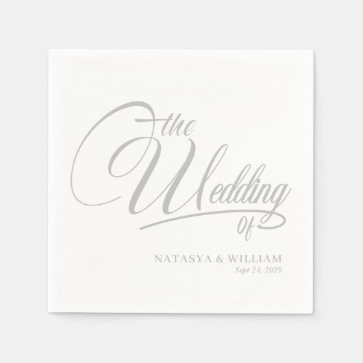 Serviette En Papier Elegant Script Wedding Napkins with Names (Devant)