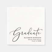 Serviette En Papier Élégant Script White Graduation Party (Devant)