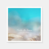 Serviette En Papier Elégant Sea Shells Blue Tropical Beach Mariage (Devant)