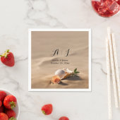 Serviette En Papier Elégant Sea Waves Sand Beach Mariage (En situation)