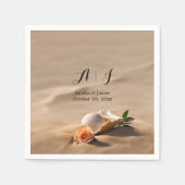 Serviette En Papier Elégant Sea Waves Sand Beach Mariage (Devant)