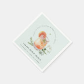 Serviette En Papier Élégant Shower de Mariage Cocktail Orange Vert Tea (Coin)