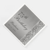 Serviette En Papier Elégant Silver 75e anniversaire (Coin)