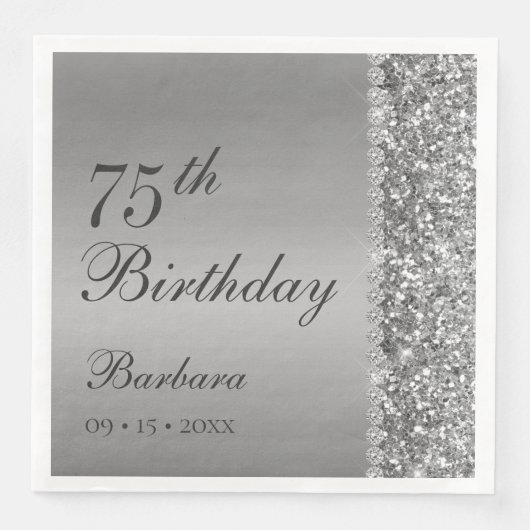 Serviette En Papier Elégant Silver 75e anniversaire (Devant)