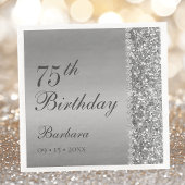 Serviette En Papier Elégant Silver 75e anniversaire