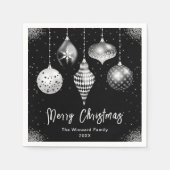 Serviette En Papier Elegant Silver and Black Ornament Christmas (Devant)