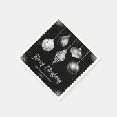 Serviette En Papier Elegant Silver and Black Ornament Christmas (Coin)