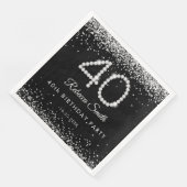 Serviette En Papier Elégant Silver Diamonds 40e fête d'anniversaire (Coin)