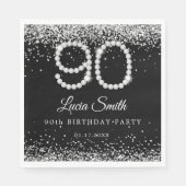 Serviette En Papier Elegant Silver Diamonds 90th Birthday Party (Devant)