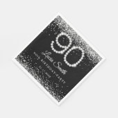Serviette En Papier Elegant Silver Diamonds 90th Birthday Party (Coin)