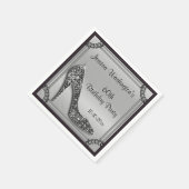 Serviette En Papier Elégant Silver encadré Black Stiletto 60e annivers (Coin)