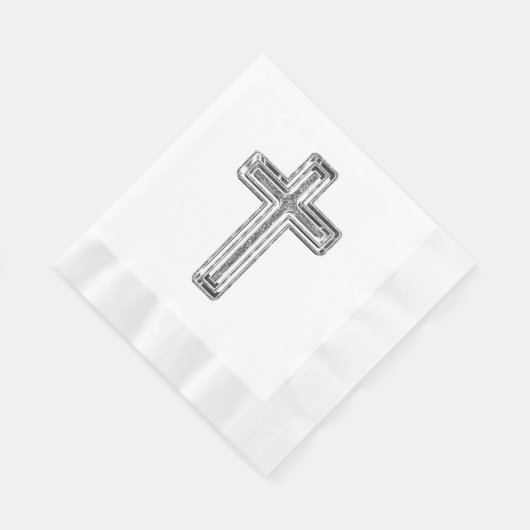 Serviette En Papier Elégant Silver Grey Cross Événement religieux (Coin)