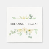 Serviette En Papier Elégant Simple Aquarelle Mariage (Devant)