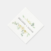 Serviette En Papier Elégant Simple Aquarelle Mariage (Coin)