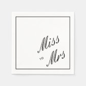 Serviette En Papier Elégant Simple Black Miss à Mme Fête des mariées (Devant)