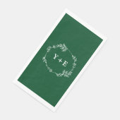 Serviette En Papier Élégant simple Emerald Green Monogramme Mariage (Coin)