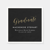 Serviette En Papier Élégant Simple Gold Script Graduation Noir (Devant)