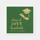 Serviette En Papier Élégant Simple Green and Gold 2025 Graduation (Devant)