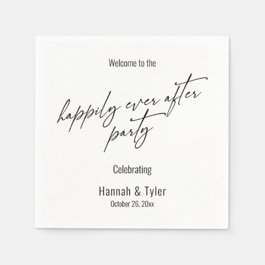 Serviette En Papier Élégant Simple Heureusement Jamais Après La Typogr (Devant)